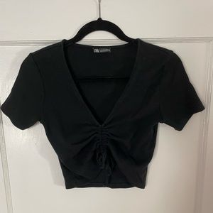Zara ruched rib crop top